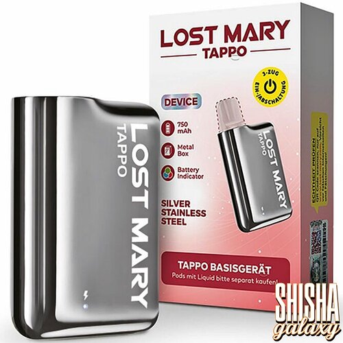 Lost Mary Tappo Lost Mary Tappo by Elfbar - Prefilled Pod Kit - Akku 500 mAh - Silver (Wiederaufladbare Mehrweg E-Zigarette)