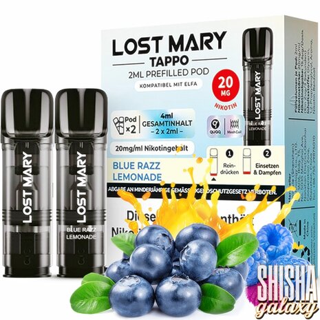 Lost Mary Tappo Lost Mary Tappo - Blue Razz Lemonade - Liquid Pod - 2 ml - Nikotin 20 mg - 2er Pack (4ml) Lost Mary Tappo Lost Mary Tappo - Blue Razz Lemonade - Liquid Pod - 2 ml - Nikotin 20 mg - 2er Pack (4ml)