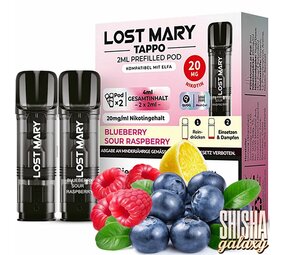 Lost Mary Tappo Tappo - Blueberry Sour Raspberry - Liquid Pod - Nikotin 20 mg - 2er Pack Lost Mary Tappo Tappo - Blueberry Sour Raspberry - Liquid Pod - Nikotin 20 mg - 2er Pack