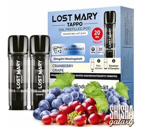 Lost Mary Tappo Tappo - Cranberry Grape - Liquid Pod - Nikotin 20 mg - 2er Pack Lost Mary Tappo Tappo - Cranberry Grape - Liquid Pod - Nikotin 20 mg - 2er Pack