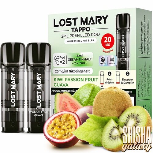 Lost Mary Tappo Tappo - Kiwi Passion Fruit Guava - Liquid Pod - Nikotin 20 mg - 2er Pack