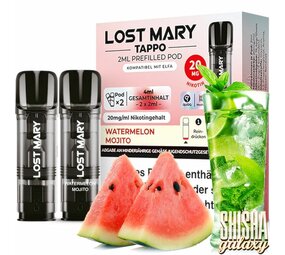 Lost Mary Tappo Tappo - Watermelon Mojito - Liquid Pod - Nikotin 20 mg - 2er Pack Lost Mary Tappo Tappo - Watermelon Mojito - Liquid Pod - Nikotin 20 mg - 2er Pack