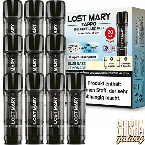 Lost Mary Tappo Lost Mary Tappo by Elfbar - Blue Razz Lemonade - Prefilled Liquid Pod - 2 ml - Nikotin 20 mg - 10er Pack