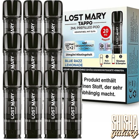 Lost Mary Tappo Lost Mary Tappo - Blue Razz Lemonade - Liquid Pod - 2 ml - Nikotin 20 mg - 10er Pack (5x2er Pack) Lost Mary Tappo Lost Mary Tappo - Blue Razz Lemonade - Liquid Pod - 2 ml - Nikotin 20 mg - 10er Pack (5x2er Pack)