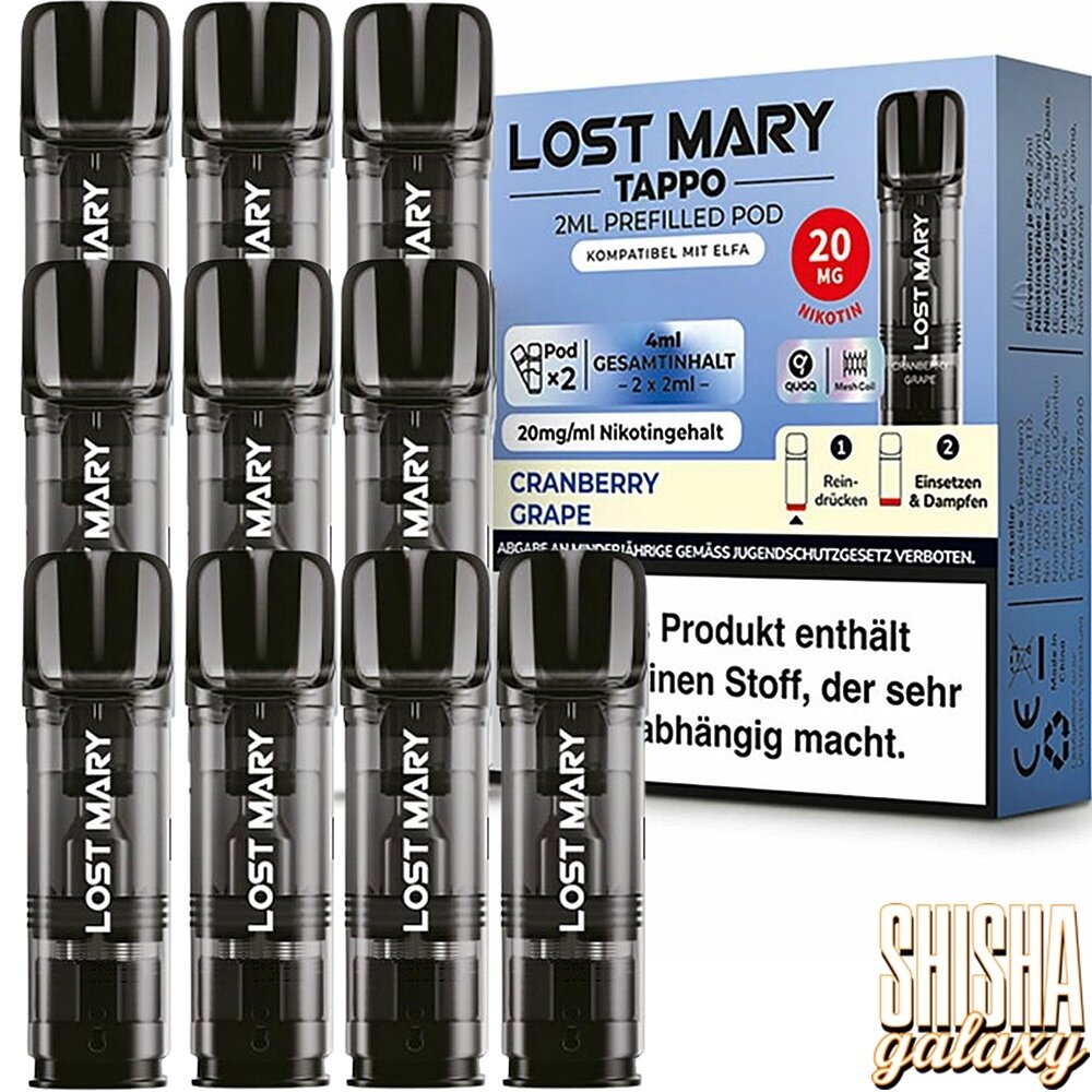 Lost Mary Tappo Lost Mary Tappo - Cranberry Grape - Liquid Pod - 2 ml - Nikotin 20 mg - 10er Pack (5x2er Pack) Lost Mary Tappo Lost Mary Tappo - Cranberry Grape - Liquid Pod - 2 ml - Nikotin 20 mg - 10er Pack (5x2er Pack)