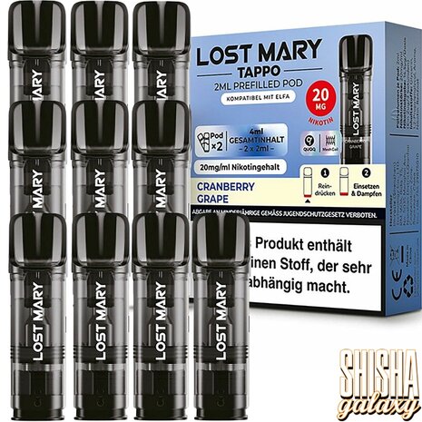 Lost Mary Tappo Lost Mary Tappo - Cranberry Grape - Liquid Pod - 2 ml - Nikotin 20 mg - 10er Pack (5x2er Pack) Lost Mary Tappo Lost Mary Tappo - Cranberry Grape - Liquid Pod - 2 ml - Nikotin 20 mg - 10er Pack (5x2er Pack)