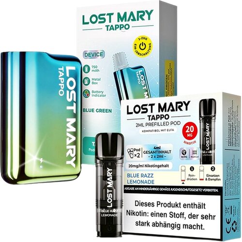 Lost Mary Tappo Lost Mary Tappo by Elfbar - Kiwi Passion Fruit Guava - Prefilled Liquid Pod - 2 ml - Nikotin 20 mg - 10er Pack