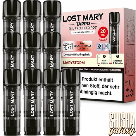 Lost Mary Tappo Lost Mary Tappo - Marystorm - Liquid Pod - 2 ml - Nikotin 20 mg - 10er Pack (5x2er Pack) Lost Mary Tappo Lost Mary Tappo - Marystorm - Liquid Pod - 2 ml - Nikotin 20 mg - 10er Pack (5x2er Pack)