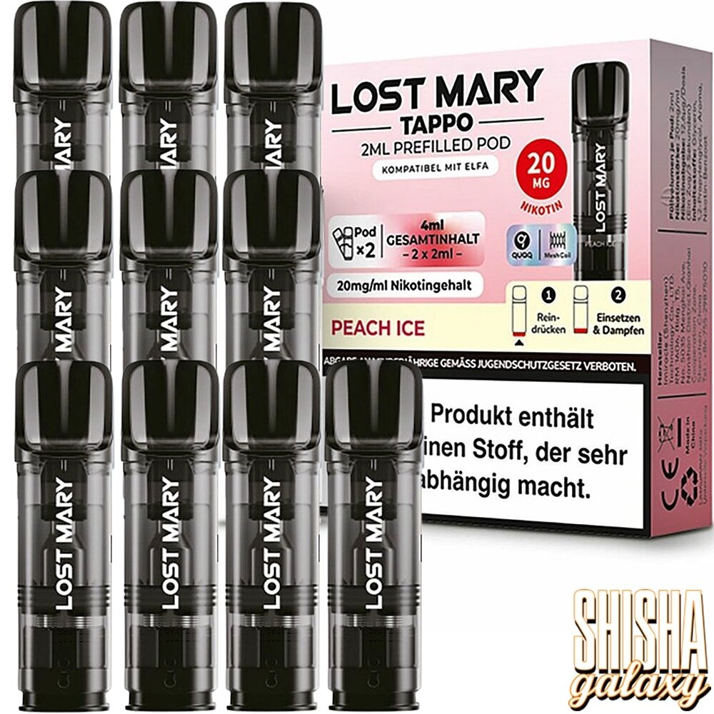 Lost Mary Tappo Lost Mary Tappo - Peach Ice - Liquid Pod - 2 ml - Nikotin 20 mg - 10er Pack (5x2er Pack) Lost Mary Tappo Lost Mary Tappo - Peach Ice - Liquid Pod - 2 ml - Nikotin 20 mg - 10er Pack (5x2er Pack)