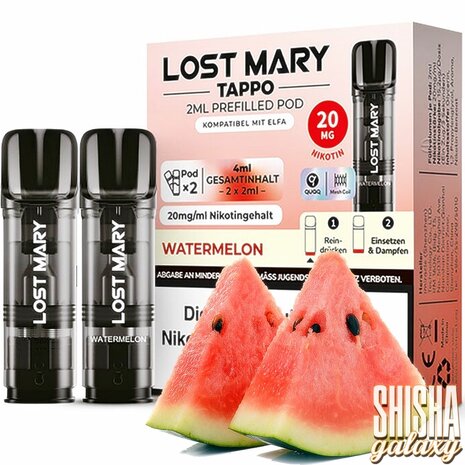 Lost Mary Tappo Lost Mary Tappo - Watermelon - Liquid Pod - 2 ml - Nikotin 20 mg - 10er Pack (5x2er Pack) Lost Mary Tappo Lost Mary Tappo - Watermelon - Liquid Pod - 2 ml - Nikotin 20 mg - 10er Pack (5x2er Pack)