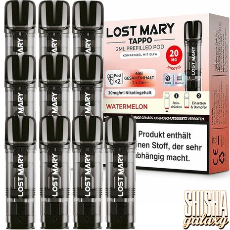 Lost Mary Tappo Lost Mary Tappo - Watermelon - Liquid Pod - 2 ml - Nikotin 20 mg - 10er Pack (5x2er Pack) Lost Mary Tappo Lost Mary Tappo - Watermelon - Liquid Pod - 2 ml - Nikotin 20 mg - 10er Pack (5x2er Pack)