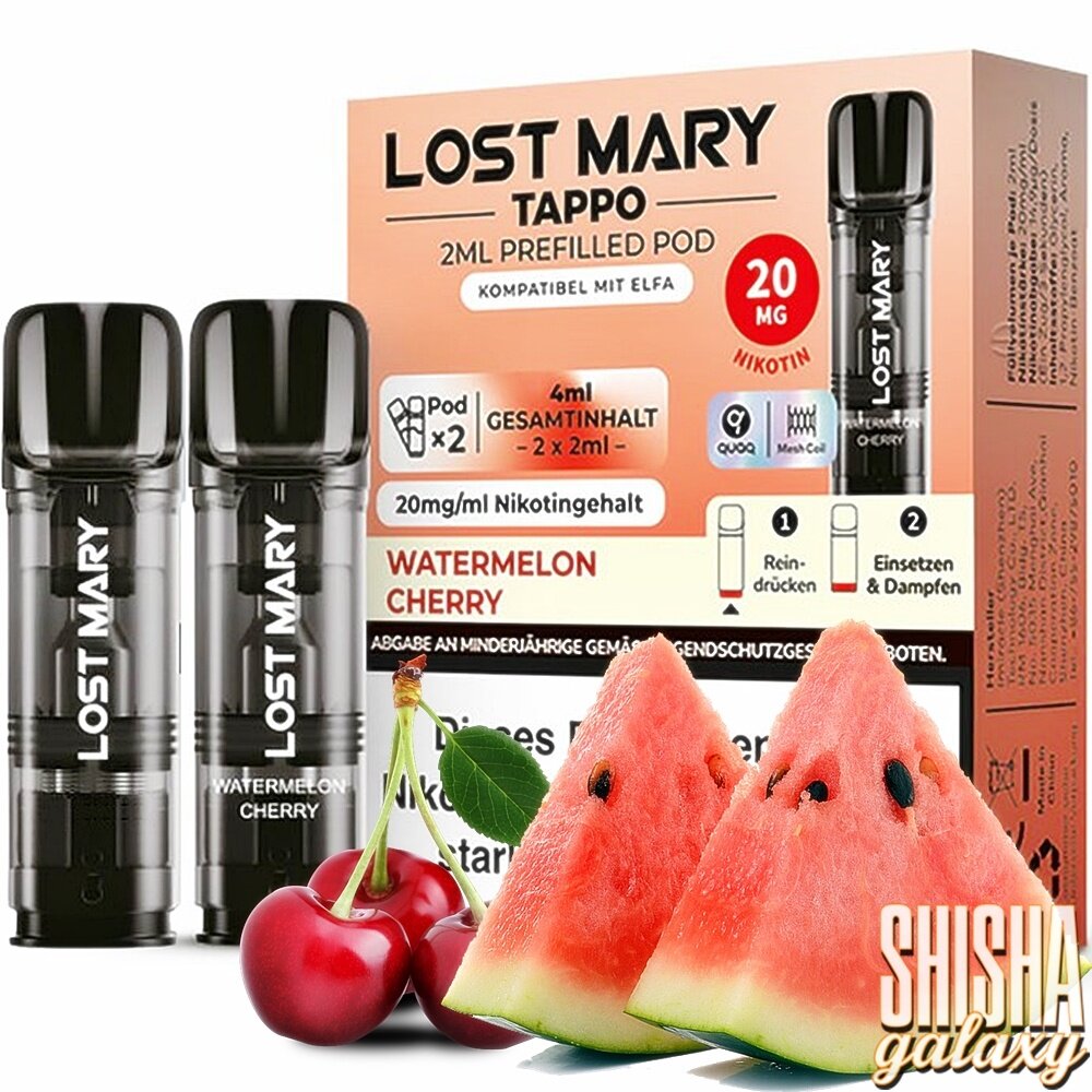 Lost Mary Tappo Lost Mary Tappo - Watermelon Cherry - Liquid Pod - 2 ml - Nikotin 20 mg - 10er Pack (5x2er Pack) Lost Mary Tappo Lost Mary Tappo - Watermelon Cherry - Liquid Pod - 2 ml - Nikotin 20 mg - 10er Pack (5x2er Pack)