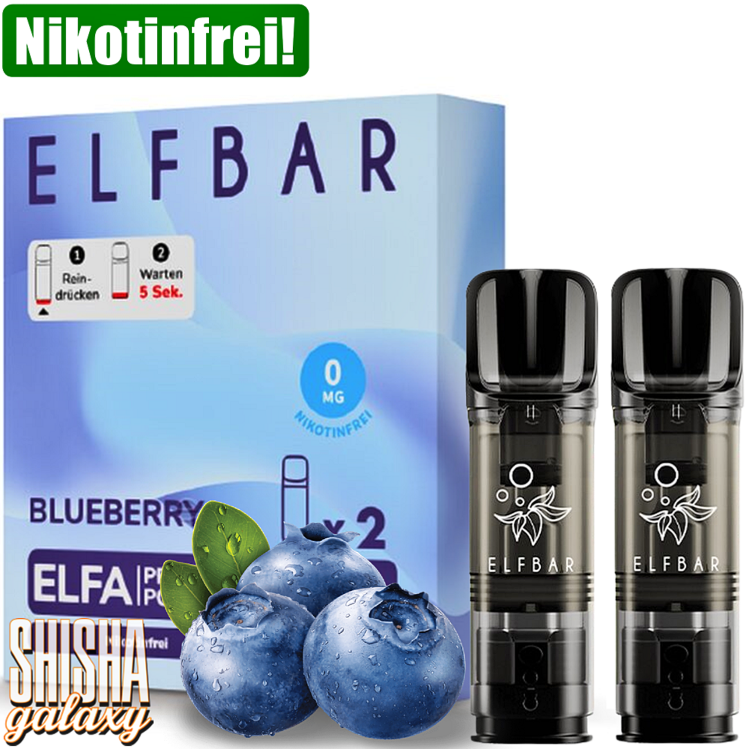 Elfbar - ELFA - Blueberry - Liquid Pod - Nikotinfrei - 2er Pack (4ml)