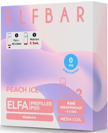 Elfbar Elfbar - ELFA - Peach Ice - Liquid Pod - 2 ml - Nikotinfrei - 2er Pack (4ml) Elfbar Elfbar - ELFA - Peach Ice - Liquid Pod - 2 ml - Nikotinfrei - 2er Pack (4ml)