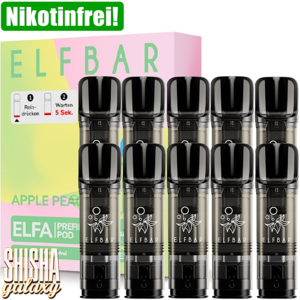 Elfbar ELFA - Apple Peach - Liquid Pod - Nikotinfrei - 10er Pack (5x2er Pack) Elfbar ELFA - Apple Peach - Liquid Pod - Nikotinfrei - 10er Pack (5x2er Pack)