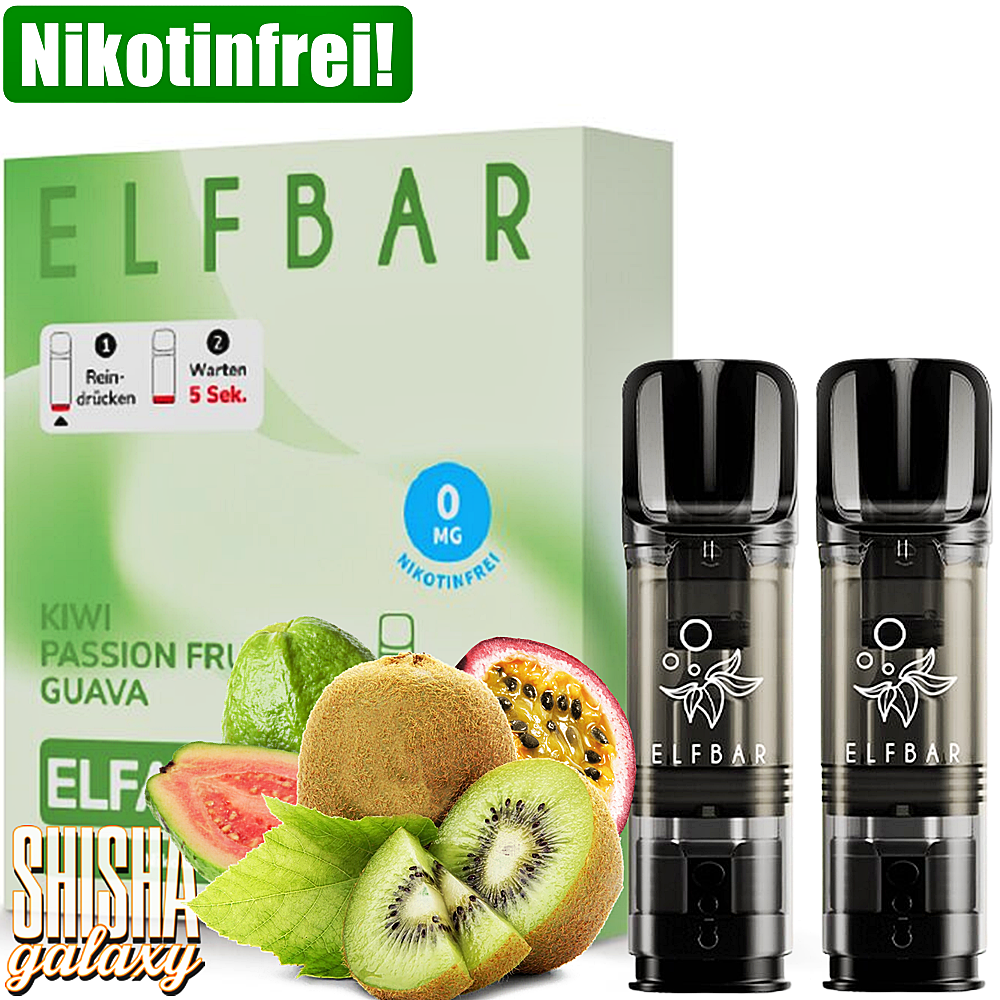 Elfbar Elfbar - ELFA - Kiwi Passion Fruit Guava - Liquid Pod - 2 ml - Nikotinfrei - 10er Pack (5x2er Pack) Elfbar Elfbar - ELFA - Kiwi Passion Fruit Guava - Liquid Pod - 2 ml - Nikotinfrei - 10er Pack (5x2er Pack)