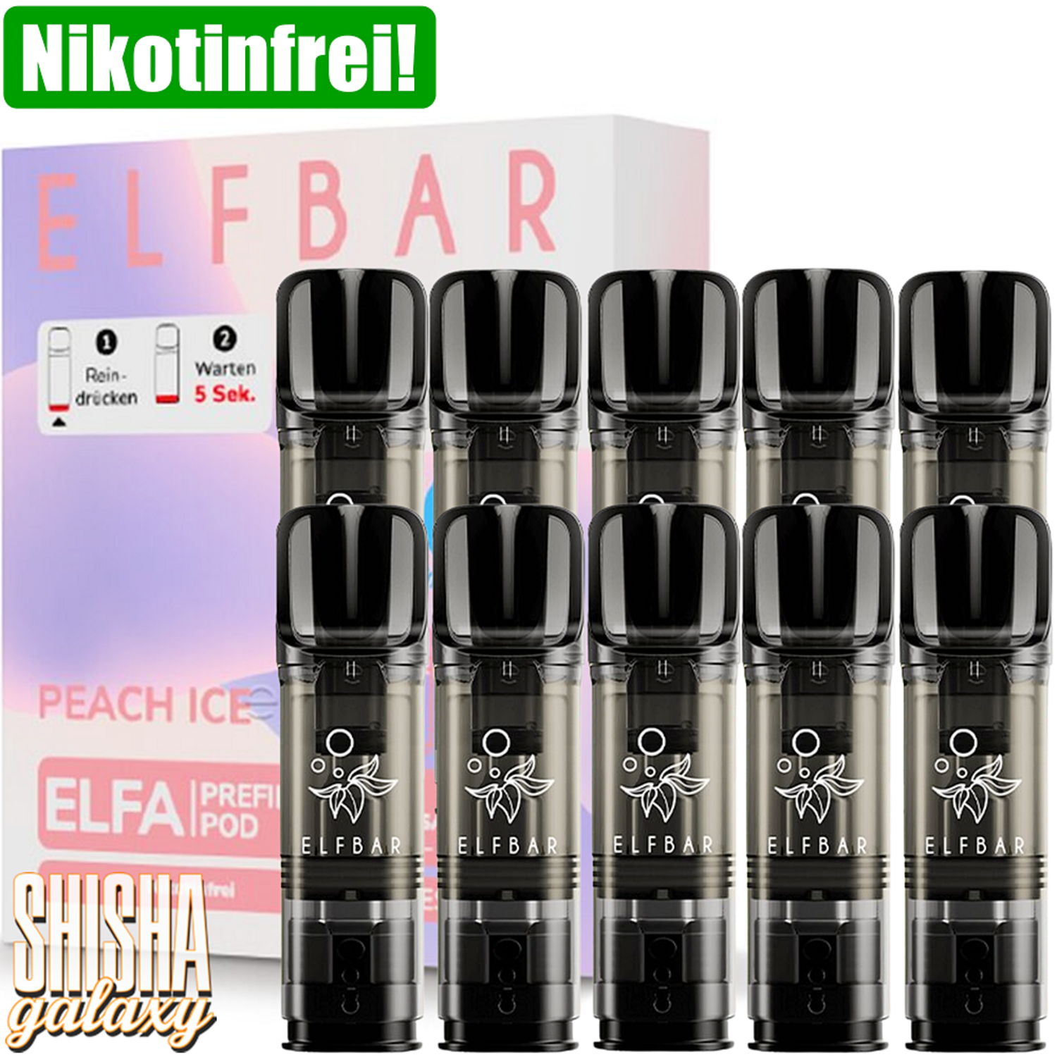 elfbar neutraler geschmack - ELFA - Peach Ice - Liquid Pod - Nikotinfrei - 10er Pack elf bar pods geschmack Elfa Pods ohne Nikotin Device Farbe:Grün