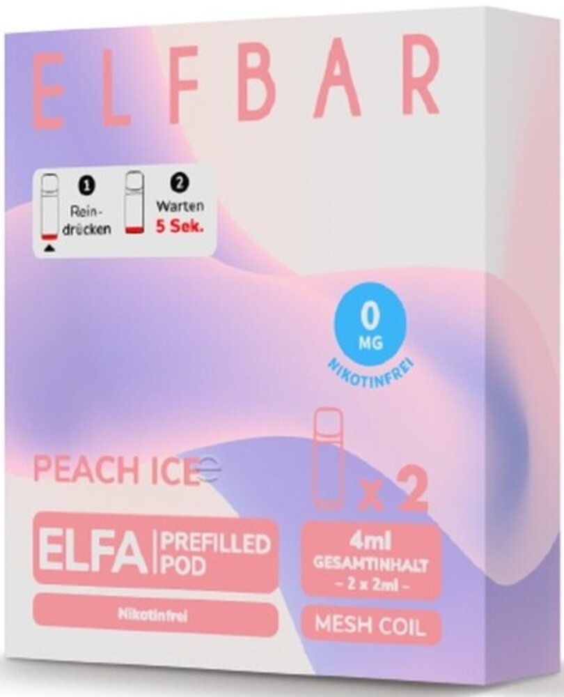 Elfbar Elfbar - ELFA - Peach Ice - Liquid Pod - 2 ml - Nikotinfrei - 10er Pack (5x2er Pack) Elfbar Elfbar - ELFA - Peach Ice - Liquid Pod - 2 ml - Nikotinfrei - 10er Pack (5x2er Pack)