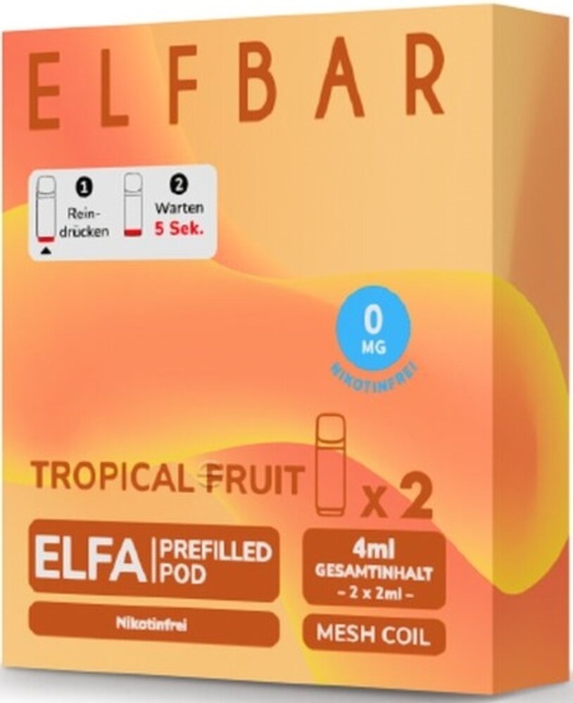 Elfbar Elfbar - ELFA - Tropical Fruit - Liquid Pod - 2 ml - Nikotinfrei - 10er Pack (5x2er Pack) Elfbar Elfbar - ELFA - Tropical Fruit - Liquid Pod - 2 ml - Nikotinfrei - 10er Pack (5x2er Pack)