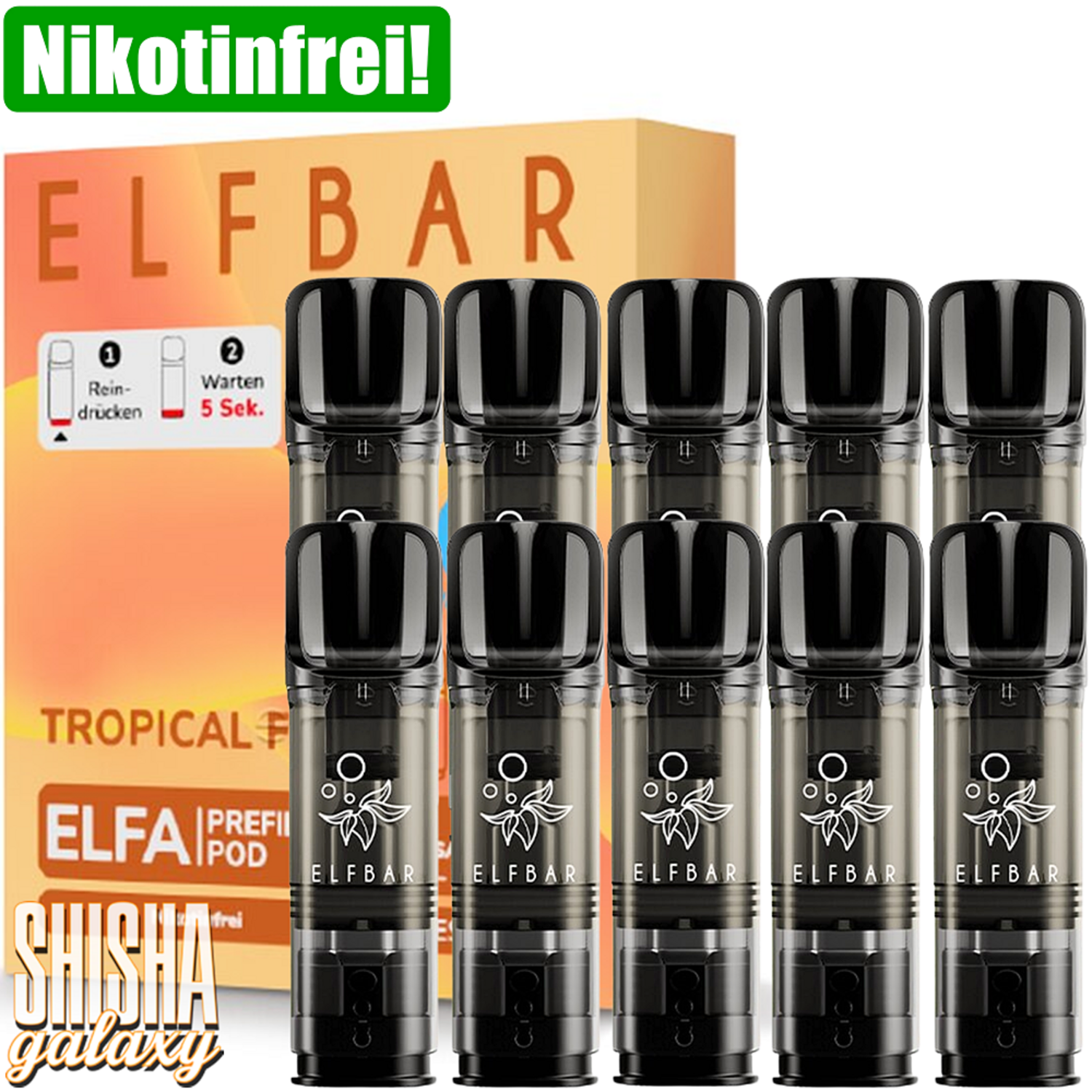 Elfbar - ELFA - Tropical Fruit - Liquid Pod - Nikotinfrei - 10er Pack