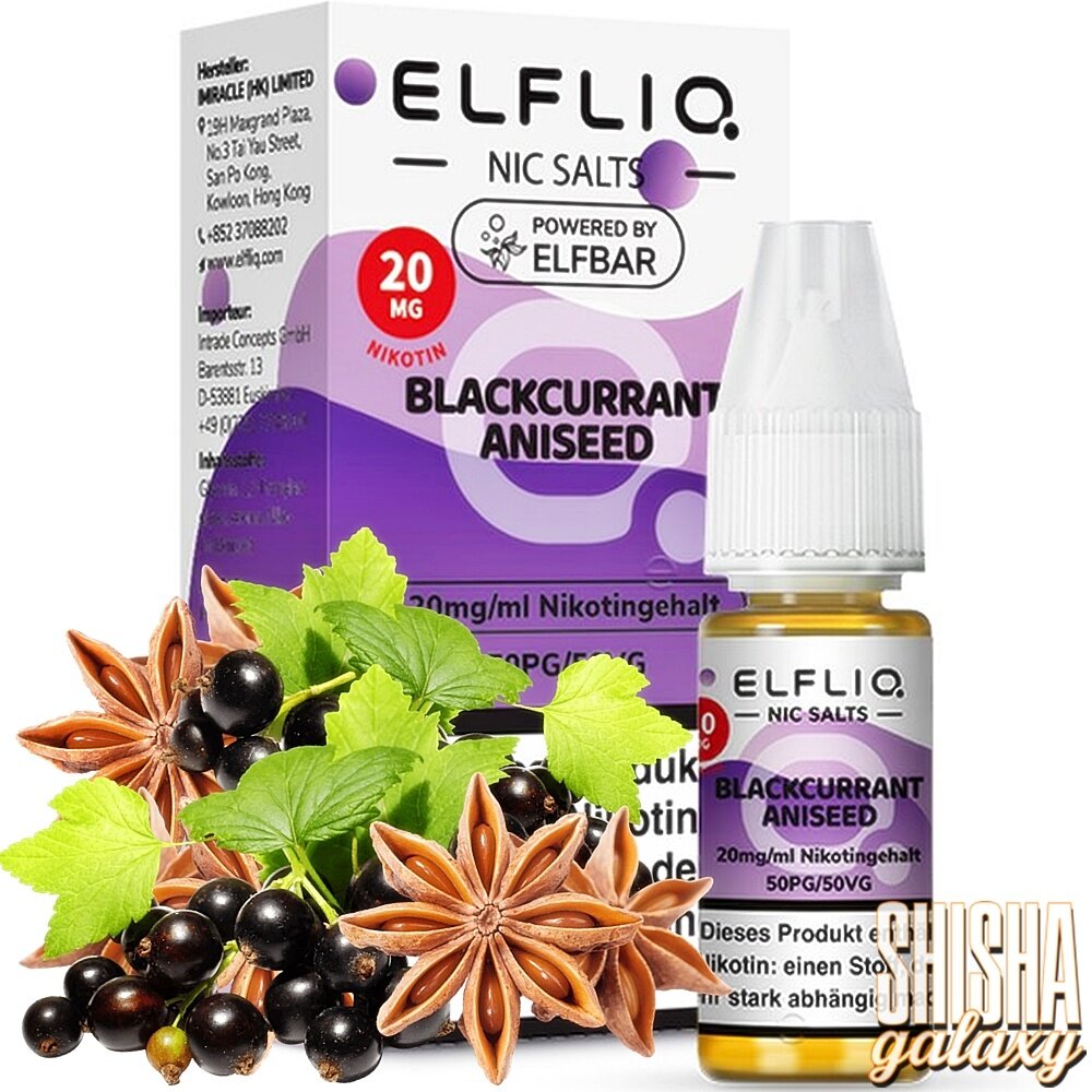 Elfliq ELFLIQ / Elfbar - Blackcurrant Aniseed - E-Liquid - Nikotin 20 mg/ml Elfliq ELFLIQ / Elfbar - Blackcurrant Aniseed - E-Liquid - Nikotin 20 mg/ml