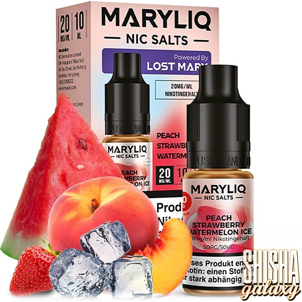 Maryliq Maryliq - Peach Strawberry Watermelon - E-Liquid - Nikotin 20 mg/ml Maryliq Maryliq - Peach Strawberry Watermelon - E-Liquid - Nikotin 20 mg/ml