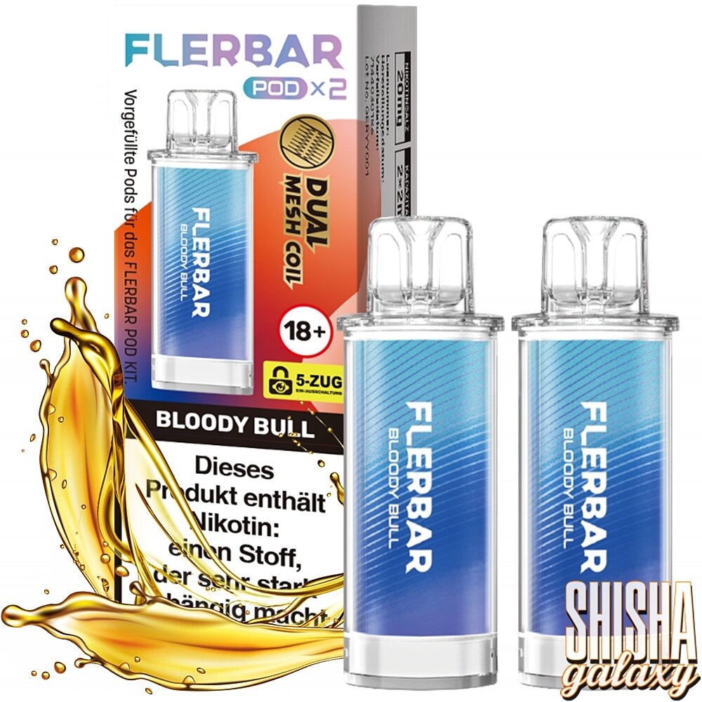 Flerbar Flerbar Pod - Bloody Bull - Liquid Pod - 2 ml - Nikotin 20 mg - 2er Pack (4ml) Flerbar Flerbar Pod - Bloody Bull - Liquid Pod - 2 ml - Nikotin 20 mg - 2er Pack (4ml)