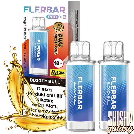 Flerbar Flerbar Pod - Bloody Bull - Liquid Pod - 2 ml - Nikotin 20 mg - 2er Pack (4ml) Flerbar Flerbar Pod - Bloody Bull - Liquid Pod - 2 ml - Nikotin 20 mg - 2er Pack (4ml)