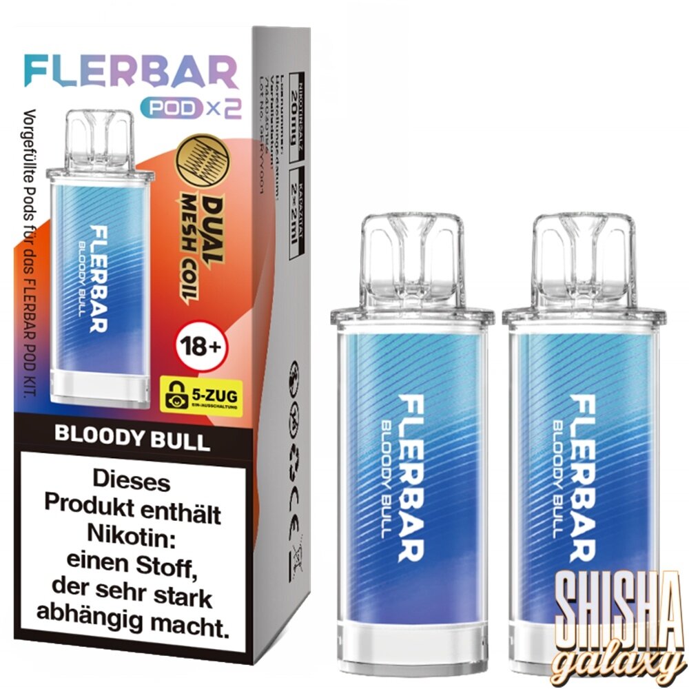 Flerbar Flerbar Pod - Bloody Bull - Liquid Pod - 2 ml - Nikotin 20 mg - 2er Pack (4ml) Flerbar Flerbar Pod - Bloody Bull - Liquid Pod - 2 ml - Nikotin 20 mg - 2er Pack (4ml)