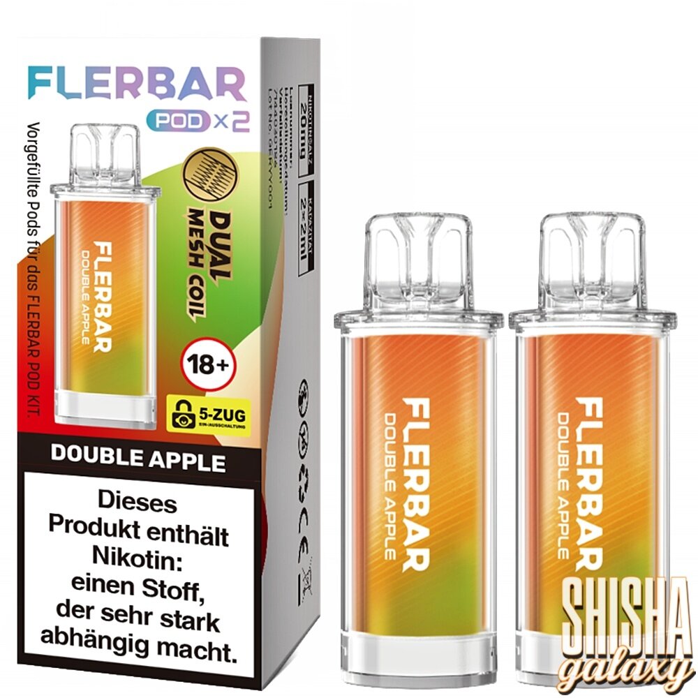 Flerbar Flerbar Pod - Double Apple - Liquid Pod - 2 ml - Nikotin 20 mg - 2er Pack (4ml) Flerbar Flerbar Pod - Double Apple - Liquid Pod - 2 ml - Nikotin 20 mg - 2er Pack (4ml)