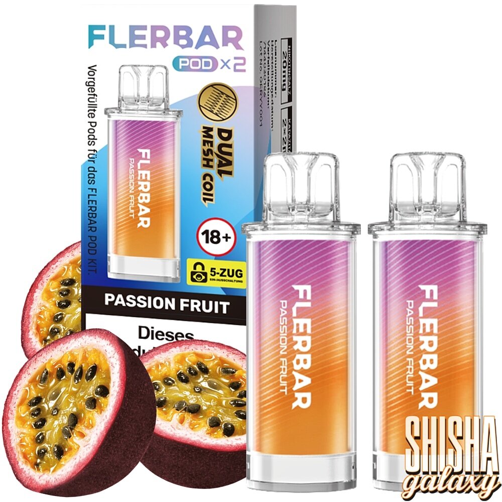 Flerbar Flerbar Pod - Passion Fruit - Liquid Pod - 2 ml - Nikotin 20 mg - 2er Pack (4ml) Flerbar Flerbar Pod - Passion Fruit - Liquid Pod - 2 ml - Nikotin 20 mg - 2er Pack (4ml)