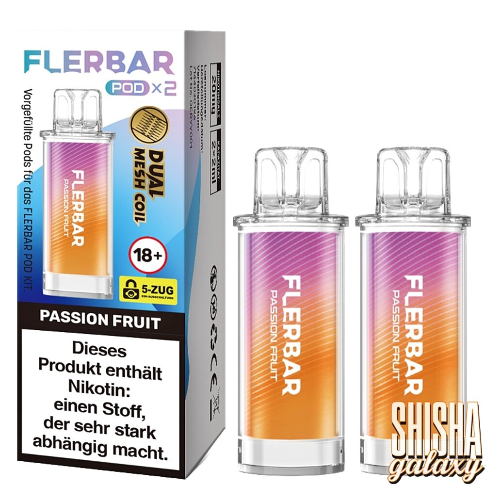 Flerbar Pod - Passion Fruit - Liquid Pod - Nikotin 20 mg - 2er Pack - Shisha  Galaxy