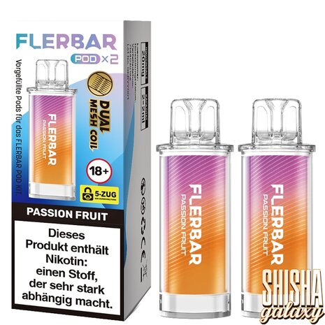 Flerbar Flerbar Pod - Passion Fruit - Liquid Pod - 2 ml - Nikotin 20 mg - 2er Pack (4ml) Flerbar Flerbar Pod - Passion Fruit - Liquid Pod - 2 ml - Nikotin 20 mg - 2er Pack (4ml)