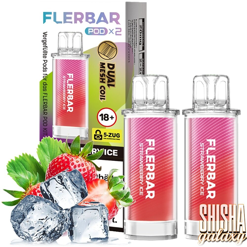 Flerbar Flerbar Pod - Strawberry Ice - Liquid Pod - 2 ml - Nikotin 20 mg - 2er Pack (4ml) Flerbar Flerbar Pod - Strawberry Ice - Liquid Pod - 2 ml - Nikotin 20 mg - 2er Pack (4ml)