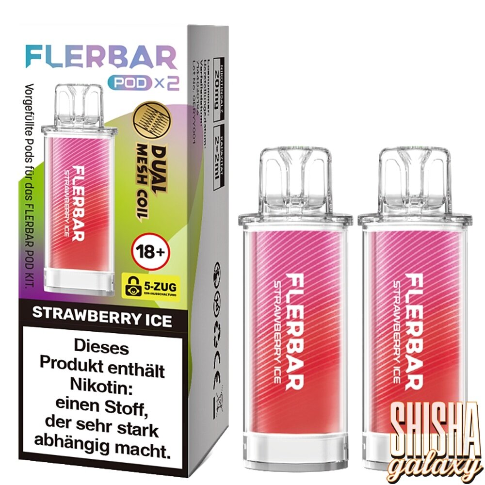 Flerbar Flerbar Pod - Strawberry Ice - Liquid Pod - 2 ml - Nikotin 20 mg - 2er Pack (4ml) Flerbar Flerbar Pod - Strawberry Ice - Liquid Pod - 2 ml - Nikotin 20 mg - 2er Pack (4ml)
