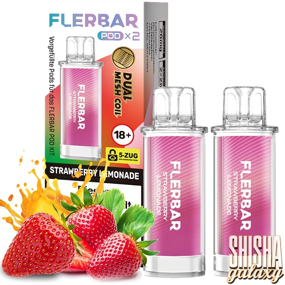 Flerbar Flerbar Pod - Strawberry Lemonade - Liquid Pod - 2 ml - Nikotin 20 mg - 2er Pack (4ml) Flerbar Flerbar Pod - Strawberry Lemonade - Liquid Pod - 2 ml - Nikotin 20 mg - 2er Pack (4ml)