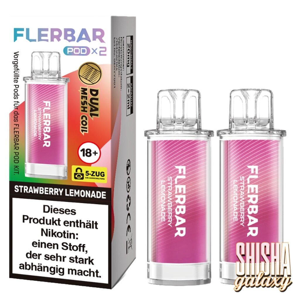 Flerbar Flerbar Pod - Strawberry Lemonade - Liquid Pod - 2 ml - Nikotin 20 mg - 2er Pack (4ml) Flerbar Flerbar Pod - Strawberry Lemonade - Liquid Pod - 2 ml - Nikotin 20 mg - 2er Pack (4ml)