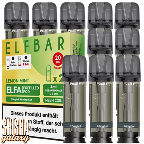 Elf Bar Elf Bar - ELFA - Lemon Mint - Prefilled Liquid Pod - 2 ml - Nikotin 20 mg - 10er Pack