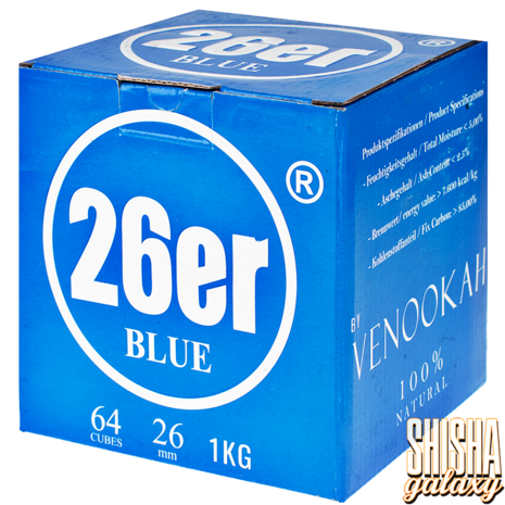 Venookah 27er Venookah - 26er Blue Cubes Naturkohle 1 kg Venookah 27er Venookah - 26er Blue Cubes Naturkohle 1 kg