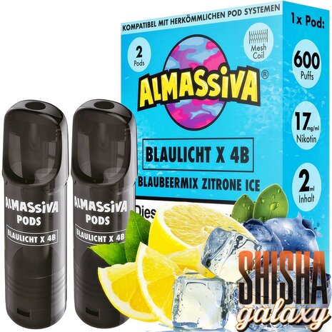 Al Massiva Al Massiva - Blaulicht X 4B - Liquid Pod - 2 ml - Nikotin 17 mg - 2er Pack (4ml) Al Massiva Al Massiva - Blaulicht X 4B - Liquid Pod - 2 ml - Nikotin 17 mg - 2er Pack (4ml)