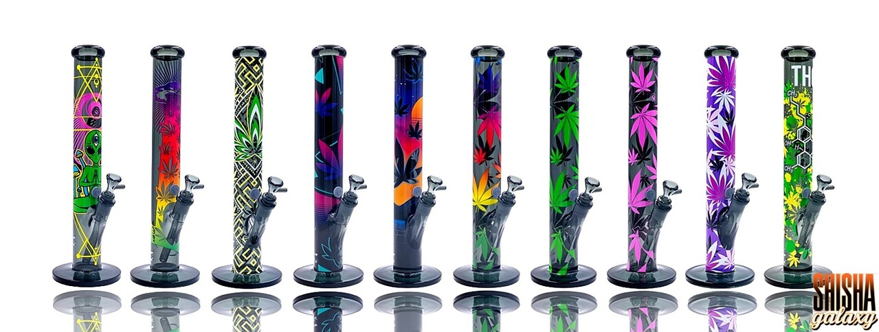 Fire Flow B1 Fire Flow™ x Black Leaf® - Cylinder Bong - Leaves 34 - (No.2) - 400 mm x 51 mm - NS 14/19 - Glasbong Fire Flow B1 Fire Flow™ x Black Leaf® - Cylinder Bong - Leaves 34 - (No.2) - 400 mm x 51 mm - NS 14/19 - Glasbong