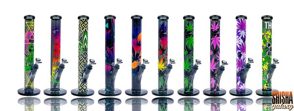 Fire Flow B1 Fire Flow™ x Black Leaf® - Cylinder Bong - Leaves Green - No. 6 - 400 mm x 51 mm - NS 14/19 - Glasbong Fire Flow B1 Fire Flow™ x Black Leaf® - Cylinder Bong - Leaves Green - No. 6 - 400 mm x 51 mm - NS 14/19 - Glasbong