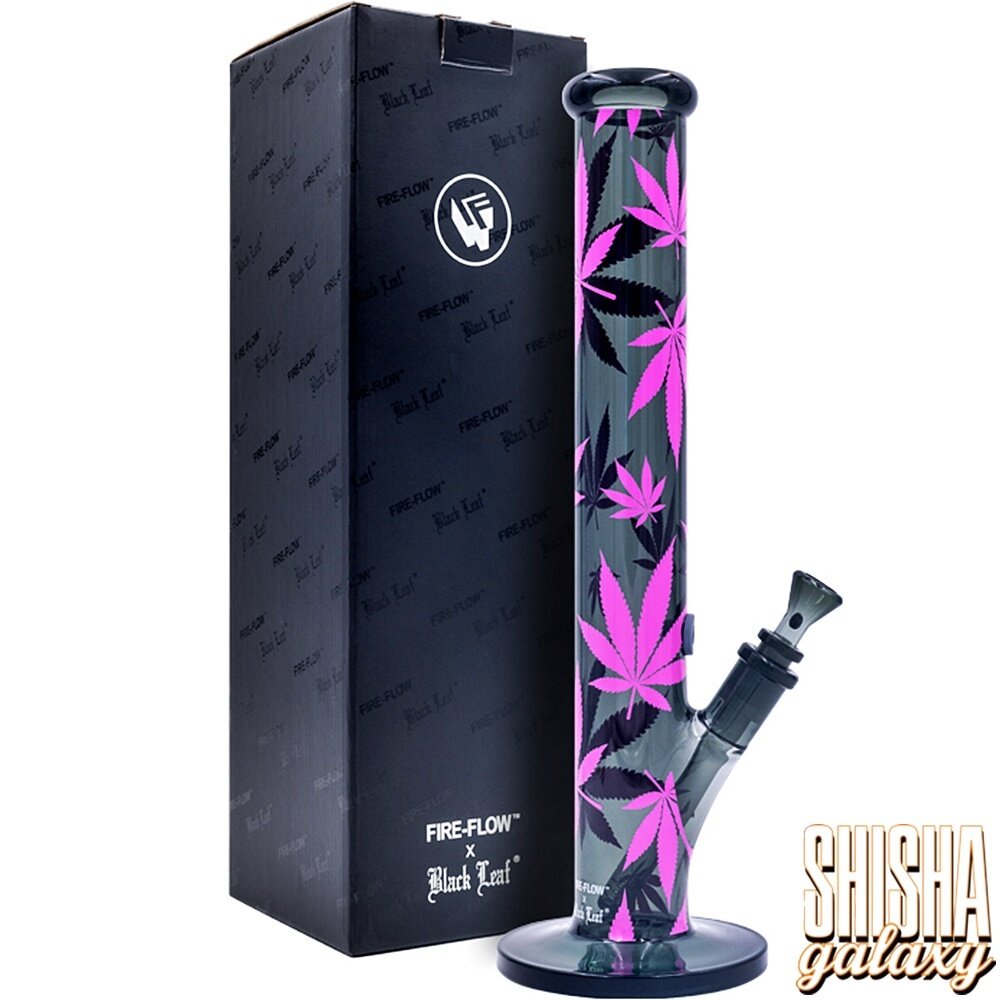 Fire Flow B1 Fire Flow™ x Black Leaf® - Cylinder Bong - Leaves Pink - No. 7 - 400 mm x 51 mm - NS 14/19 - Glasbong Fire Flow B1 Fire Flow™ x Black Leaf® - Cylinder Bong - Leaves Pink - No. 7 - 400 mm x 51 mm - NS 14/19 - Glasbong