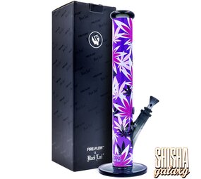 Fire Flow Cylinder Bong - Pink Leaves - No. 8 - 400 mm x 51 mm - NS 14/19 - Glasbong Fire Flow Cylinder Bong - Pink Leaves - No. 8 - 400 mm x 51 mm - NS 14/19 - Glasbong