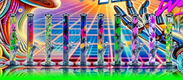 Fire Flow B1 Fire Flow™ x Black Leaf® - Cylinder Bong - The Molecule - No. 9 - 400 mm x 51 mm - NS 14/19 - Glasbong Fire Flow B1 Fire Flow™ x Black Leaf® - Cylinder Bong - The Molecule - No. 9 - 400 mm x 51 mm - NS 14/19 - Glasbong