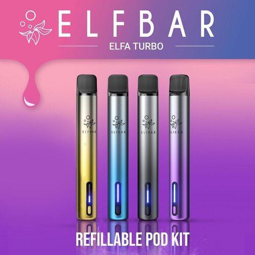 Elf Bar ELFA Turbo by Elfbar - Refill Pod Kit - Akku 550 mAh - Aurora Black (Wiederaufladbare Mehrweg E-Zigarette)