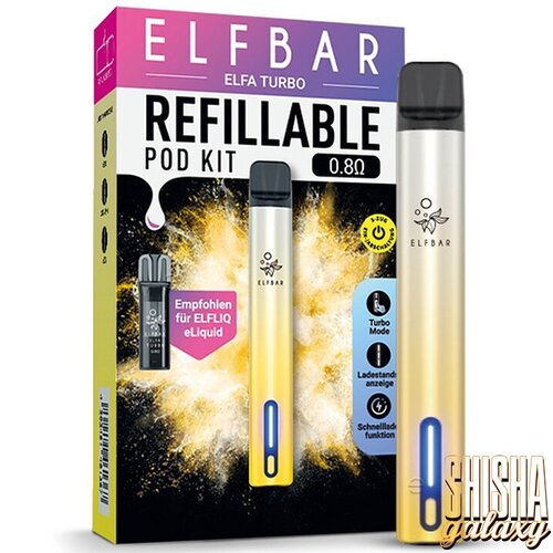 Elf Bar ELFA Turbo by Elfbar - Refill Pod Kit - Akku 550 mAh - Aurora Gold (Wiederaufladbare Mehrweg E-Zigarette)