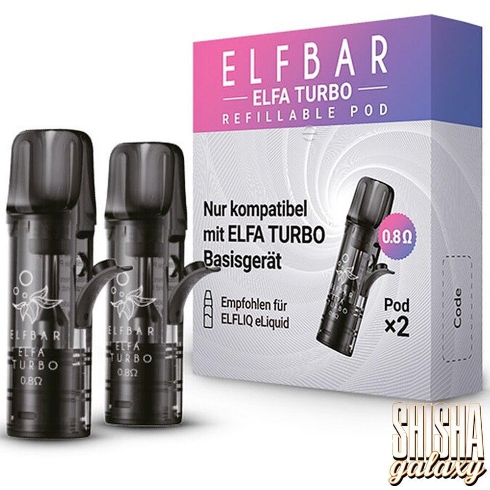 Elfbar Elfbar ELFA Turbo - Leer-Pods - 0,8 Ohm - 2er Pack Elfbar Elfbar ELFA Turbo - Leer-Pods - 0,8 Ohm - 2er Pack