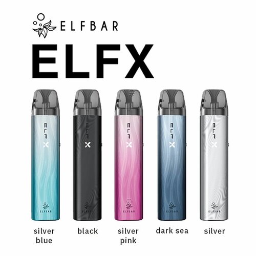 Elf Bar ElfX by Elfbar - Pod Kit Set - Akku 1000 mAh - Black (Wiederaufladbare Mehrweg E-Zigarette) + 2x Liquid Leer-Pods (0,6 Ohm & 0,8 Ohm)