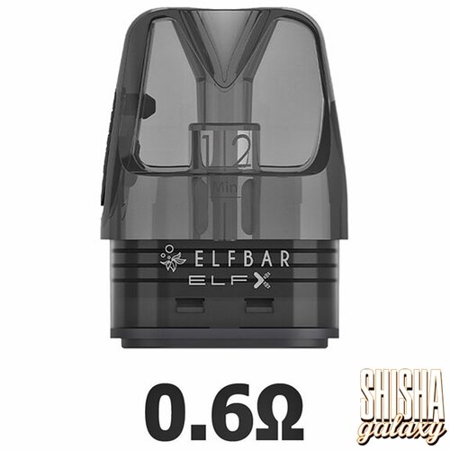 Elf Bar ElfX by Elfbar - Pod Kit Set - Akku 1000 mAh - Black (Wiederaufladbare Mehrweg E-Zigarette) + 2x Liquid Leer-Pods (0,6 Ohm & 0,8 Ohm)